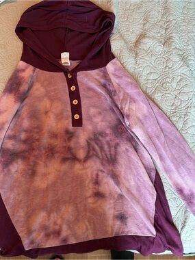 Sew in Love Purple Tie Dye Hooded Pullover Top Size M